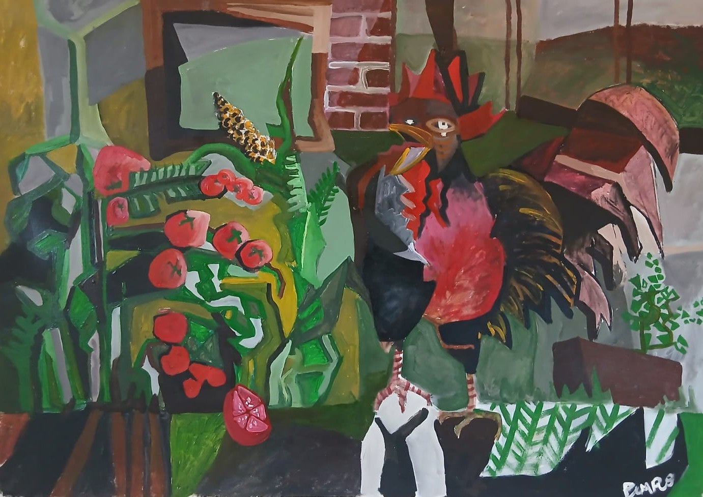 "Gallo Cantando" - Juan de los Campos 109 x 78 cm.