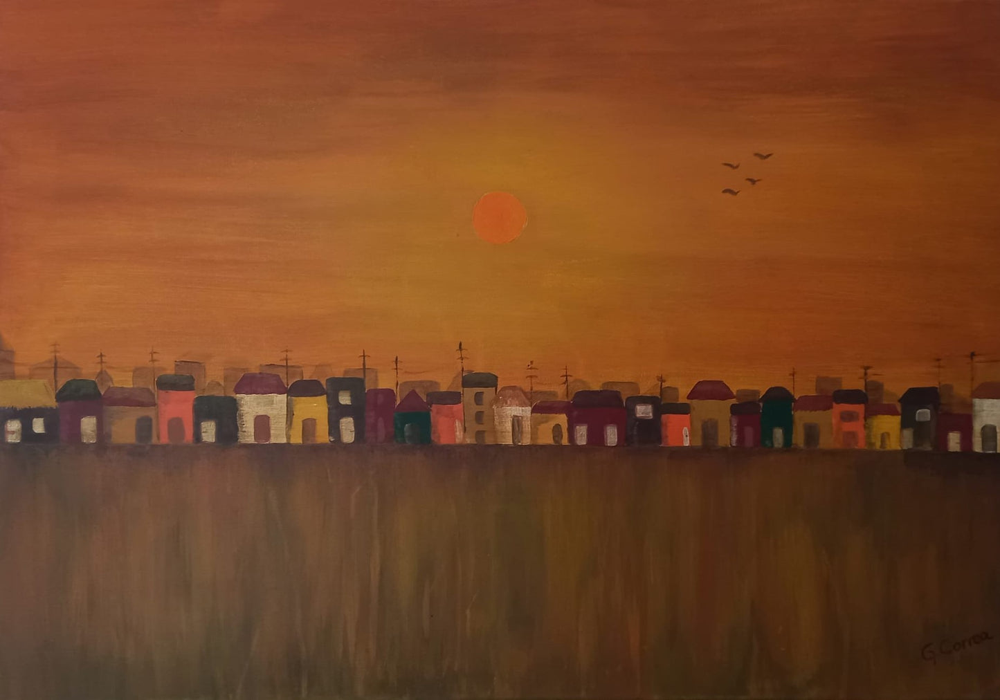 "Casitas" - Graciela Correa 50 x 70 cm.