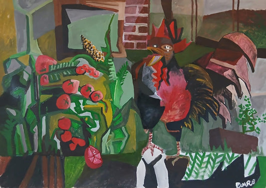 "Gallo Cantando" - Juan de los Campos 109 x 78 cm.